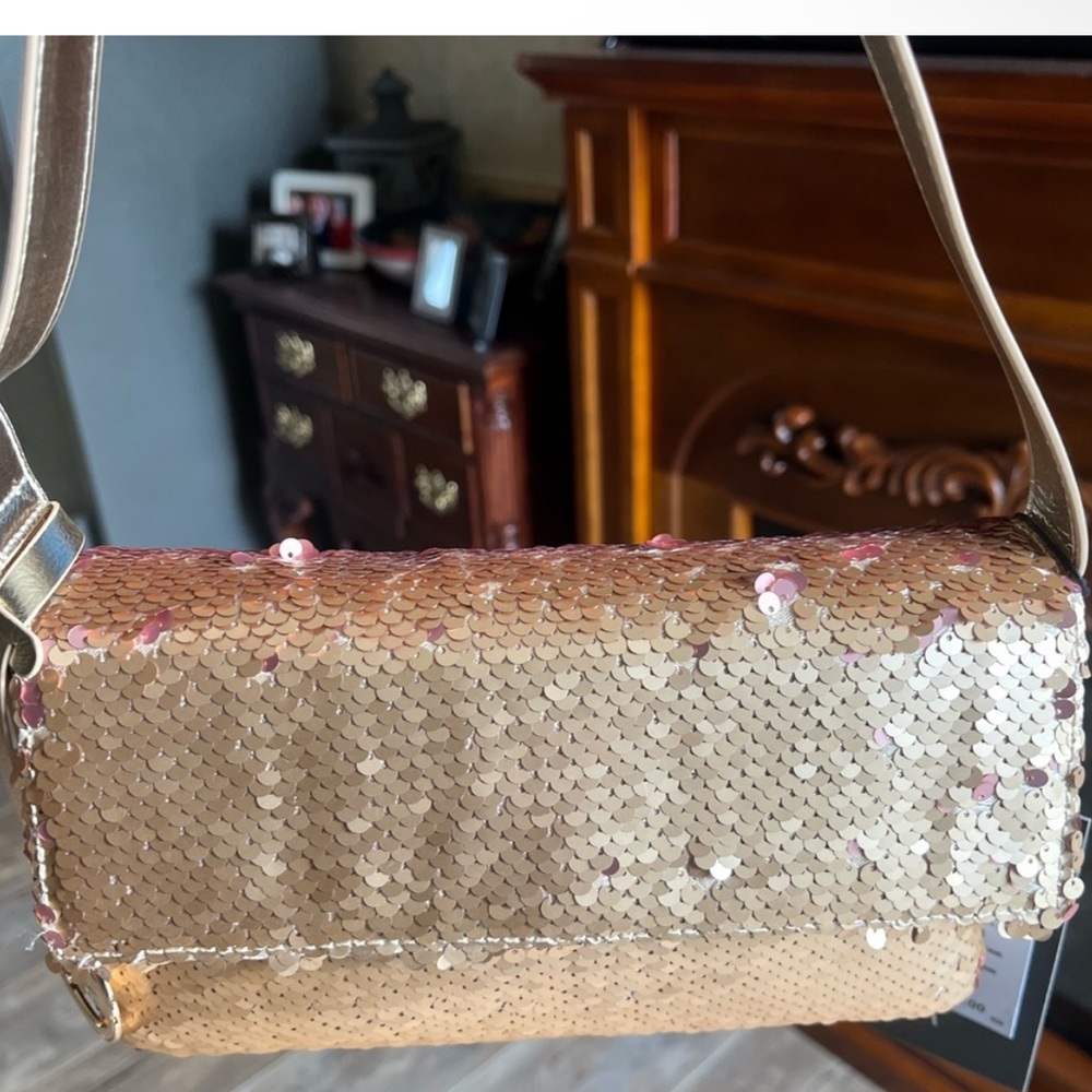 Nicole Miller Gold Sequin Soulder Bag